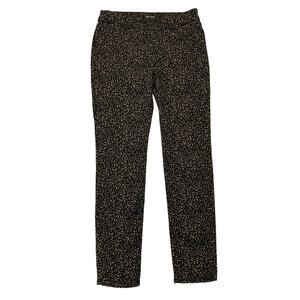 Chico's Black Tan Animal Print Pull On Ankle Jeggings Womens 4